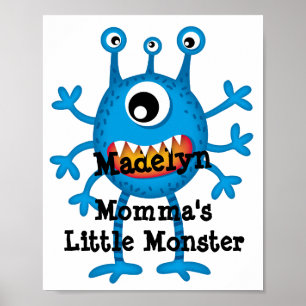 Poster Carton bleu mignon Monster Amusant pour les enfant