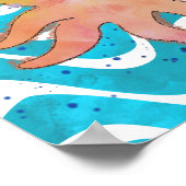 Poster Carton d'aquarelle de pieuvre mignonne (Coin)