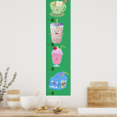 Poster Carton de croissance de la boisson préférée mignon (Cuisine)