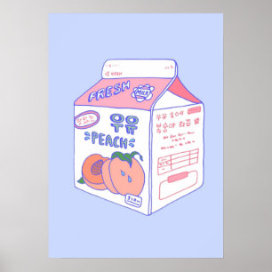 Poster Carton de lait de pêche