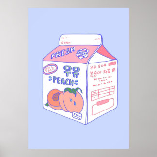 Poster Carton de lait de pêche