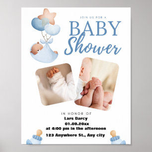 Poster carton d'invitation de baby shower aquarelle