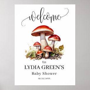 Poster Carton d'invitation pour Baby Shower Champignon, B