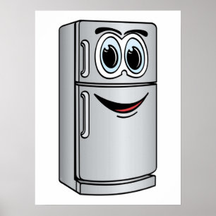Poster Carton du réfrigérateur en acier inoxydable