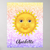 Poster Carton mignon Soleil souriant avec Bumblebee doux (Devant)