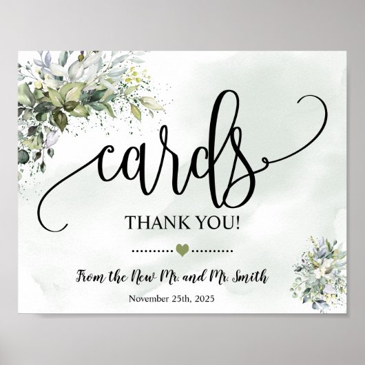 Poster Carton pancarte douche mariage eucalyptus (Devant)