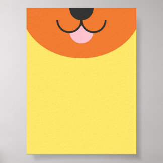 Poster Cartoon à demi-visage de chien - Jouer 2D plat