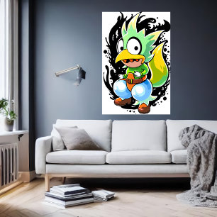 Poster Cartoon alien oiseau créature Art AI