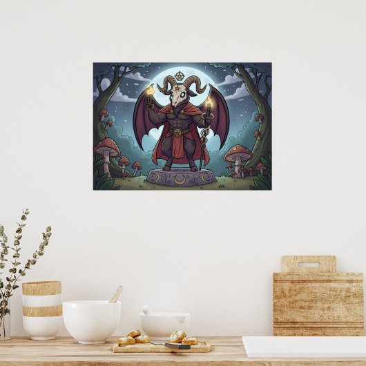 Poster Cartoon Baphomet (Cuisine)