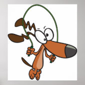 Poster Cartoon Chien Brown sautant (Devant)