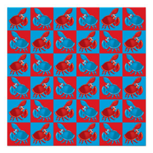Poster Cartoon crabe mosaïque