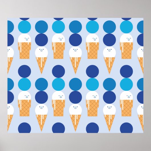 Poster Cartoon crème glacée mignonne design motif sans co (Devant)
