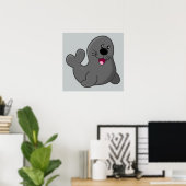 POSTER CARTOON DE GRAY ADORABLE HAPPY ANIMALS SEA CREAT (Bureau à domicile)