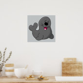 POSTER CARTOON DE GRAY ADORABLE HAPPY ANIMALS SEA CREAT (Cuisine)