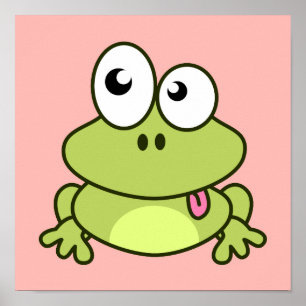 Poster Cartoon de grenouille drôle et mignonne pour la cr