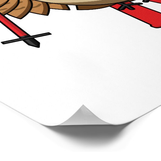 Poster Cartoon de ski de Chouette (Coin)