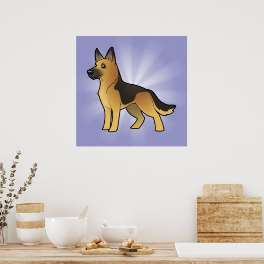 Poster Cartoon German Shepherd (Cuisine)