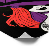 Poster Cartoon gothique Sorcière mignonne aime Halloween (Coin)