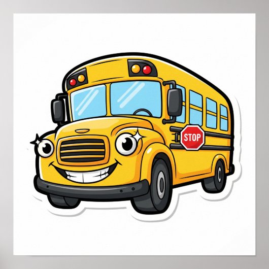 Poster Cartoon Happy School Bus (Devant)