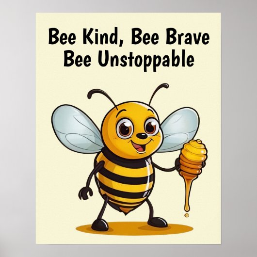 Poster Cartoon Honey Bee Personnalisé (Devant)