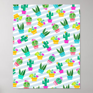 Poster Cartoon Kawaii tendance Cactus & Succulents