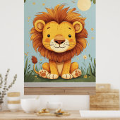 Poster Cartoon Lion kids wall art (Cuisine)