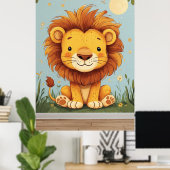 Poster Cartoon Lion kids wall art (Bureau à domicile)