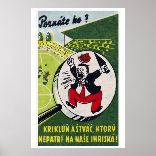 Poster Cartoon Man Shouting Czechoslovakia Mid-Century (Devant)