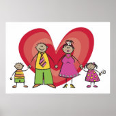 Poster Cartoon mignon amusant Happy Family Love Heart Val (Devant)