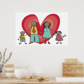 Poster Cartoon mignon amusant Happy Family Love Heart Val (Cuisine)