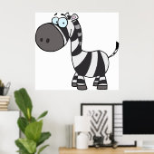 Poster Cartoon mignon Zebra drôle animal caractère (Bureau à domicile)