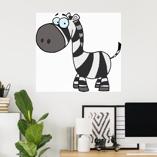 Poster Cartoon mignon Zebra drôle animal caractère (Bureau à domicile)