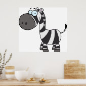 Poster Cartoon mignon Zebra drôle animal caractère (Cuisine)