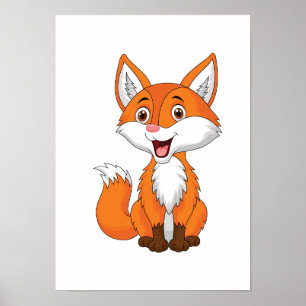 Poster Cartoon mignonne Fox Digital Imprimable Poster&Sti