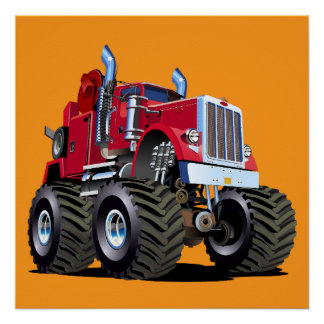 Poster Cartoon Monster tow truck