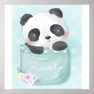 Poster Cartoon Panda Panda Mignonne Dans La Poche