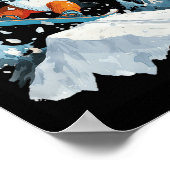 Poster Cartoon Penguin Snowboard Aventure Hiver (Coin)