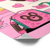 Poster Cartoon Puppy chien maman dans la chambre rose (Coin)