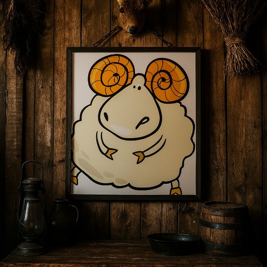 Poster Cartoon Ram Sheep