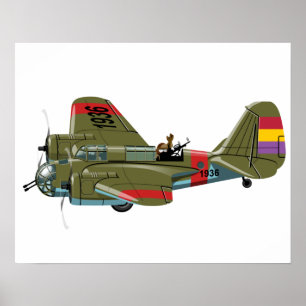 Poster Cartoon retro bomber