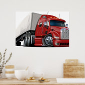 Poster Cartoon semi truck (Cuisine)