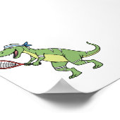 Poster  Cartoon T-Rex Playing Tennis Wall Art Decor (Coin)