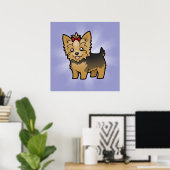 Poster Cartoon Yorkshire Terrier (cheveux courts avec arc (Bureau à domicile)