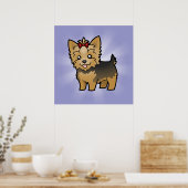 Poster Cartoon Yorkshire Terrier (cheveux courts avec arc (Cuisine)
