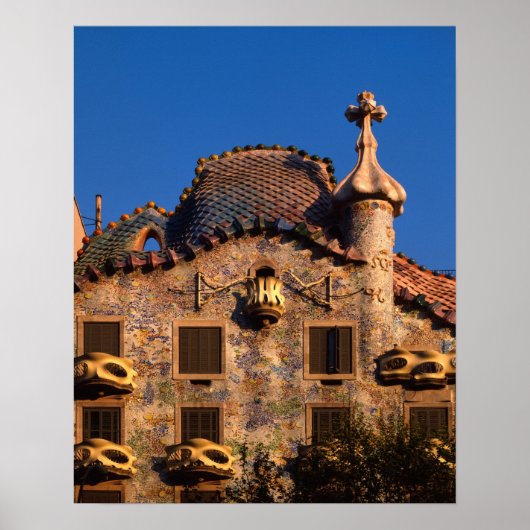 Poster Casa Batilo, architecture de Gaudi, Barcelone, (Devant)