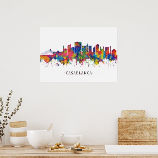 Poster Casablanca Maroc Skyline (Cuisine)