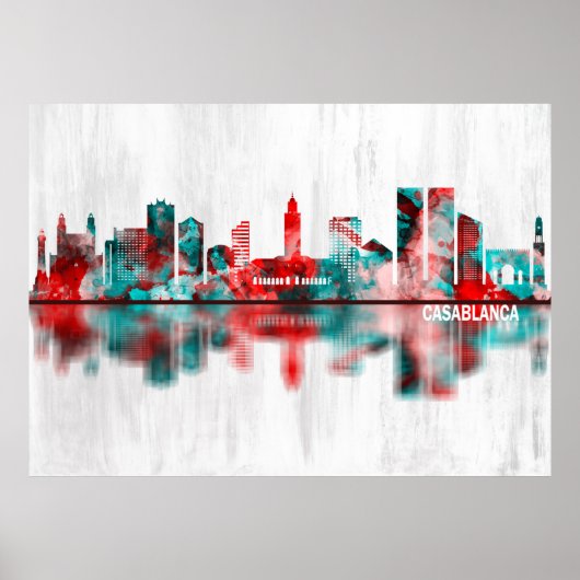 Poster Casablanca Maroc Skyline (Devant)