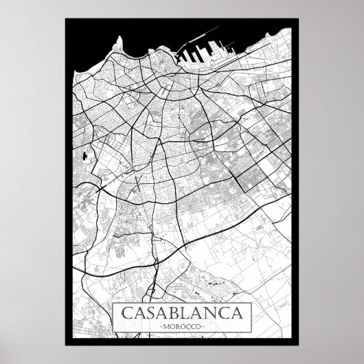 Poster Casablanca Morocco Map (Devant)