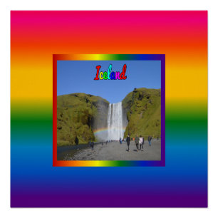 Poster Cascade arc-en-ciel islandaise