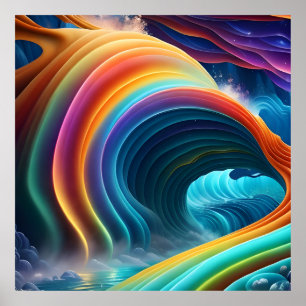 Poster Cascade arc-en-ciel lumineuse gracieuse